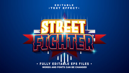 editable 3d street fighter text effect.typhography logo