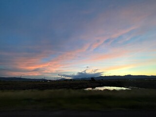 sunset over the lake