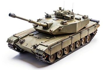Modern American tank isolated on white background high angle view