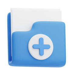 Obraz premium 3D Medical Records Folder With Plus Sign