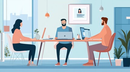 Employees working on a remote project while attending a virtual meeting
