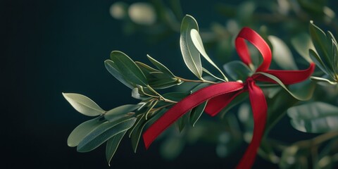Red Ribbon Decorated Branch