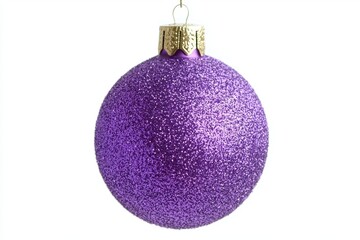 Perfect for holiday displays and gift wrapping, this purple ornament hangs from a golden chain