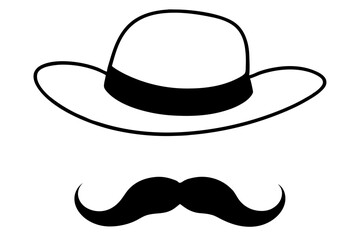 Mustache And Hat | isolated vector illustration on white background