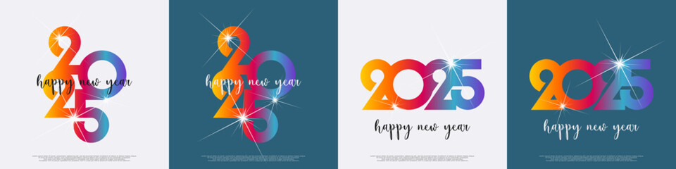 Fototapeta premium Happy new year - best wishes 2025 with colorful truncated number. Perfect vector for poster, banner, greeting and new year 2025 celebration.