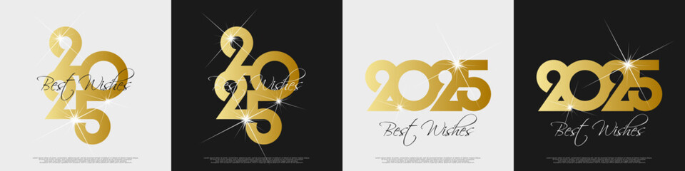 Happy new year - best wishes 2025 with colorful truncated number. Perfect vector for poster, banner, greeting and new year 2025 celebration.