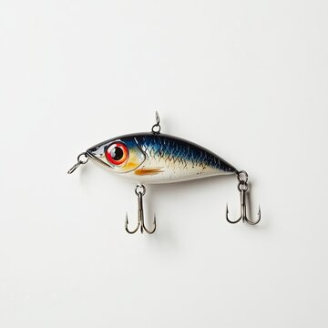 Vobler isolated on a white background. Fishing lure for fishing. Plastic fish with hooks. Spinning bait.