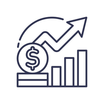 recommend clip art: Graph and dollar symbol depict financial growth and investment success.