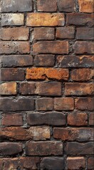 Obraz premium Rustic brick wall with a textured appearance in warm tones at a cozy indoor space