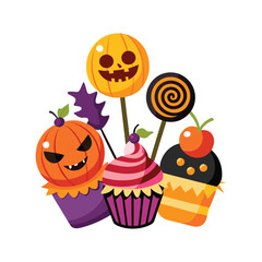 cupcakes lollipops vector illustration background