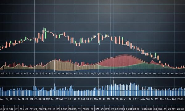 A financial chart displaying price movements and trading volume over time.