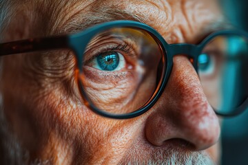 Older Person Experiencing Farsightedness and Eye Disease