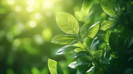 Abstract green leaves background with sunlight and nature concept