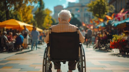 Obraz premium An elderly person in a wheelchair attending a cultural event, fully engaged and enjoying the performances.