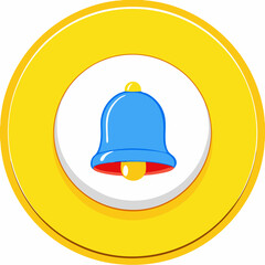 Fototapeta premium Bell icon, notification symbol, colorful design, blue bell, yellow circle, copy space 