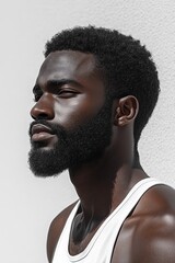 Obraz premium The hairstyle of an African American male fashion model is modern