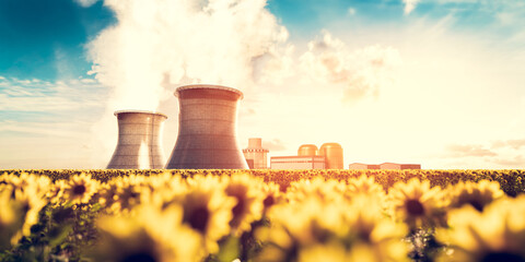 Atomic power station or nuclear power plant producing electricity