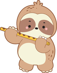 Cute sloth vector icon. Funny baby sloth animal series stock illustration. Slow life of fluffy sloth designs.
