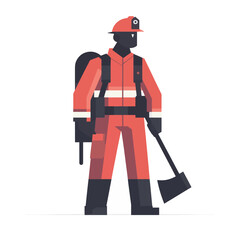 firefighters in action vector illustration