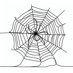 Obraz premium spider in the web silhouette thin lines flat 