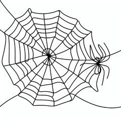 Obraz premium spider in the web silhouette thin lines flat 