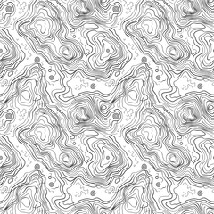 Abstract topographic contour lines forming a seamless pattern on a white background