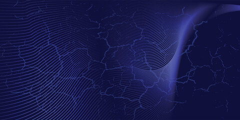 Abstract glowing wave lines on dark blue background. Dynamic wave pattern. Modern flowing wavy lines. Futuristic technology concept.vector