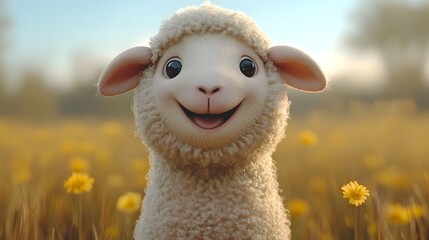 Obraz premium Emotional Support Sheep in Pastoral Countryside Setting