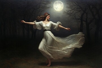 Fototapeta premium Dancing night moon astronomy.