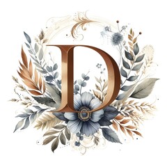 Monogram water color image to depict 'D'