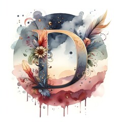 Monogram water color image to depict 'D'