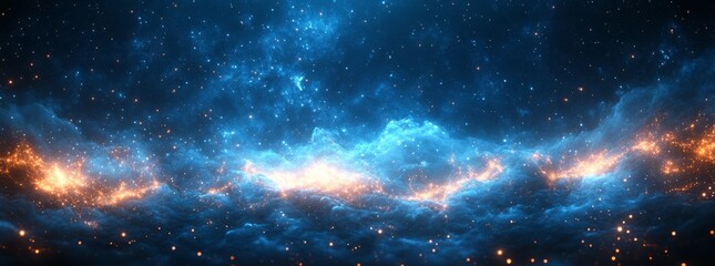 Fototapeta premium An image of colorful fireworks with sparkles on a dark blue background
