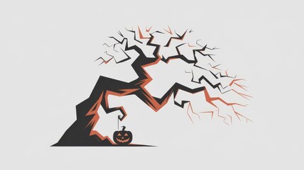 Stylized Black Orange Halloween Tree Pumpkin - Perfect Halloween Decorations, Events, Marketing Materials
