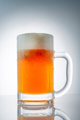 グラスに注いだ冷えた美味しいビール
