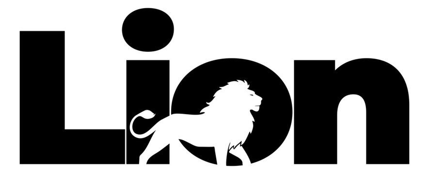 lion logo with silhouette cutout, letter O
