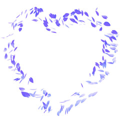 紫色の花びら_ハート形のフレーム_透過素材_CGイラスト