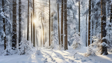 Fototapeta premium Winter Forest Wonderland