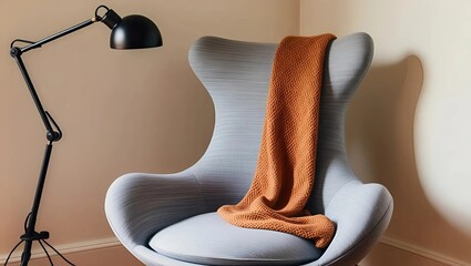 A stylish chair and matching ottoman set in a sunlit room, with a window providing natural light.