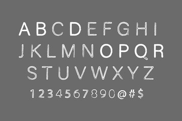 Grunge stroke font alphabet white texture, capital letters. Dirty textured vector font Typography distress grunge brush paint vector