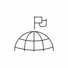 flag on top half globe icon sign vector