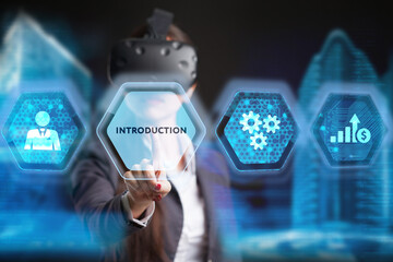 Business, technology, internet and network concept. Virtual screen of the future and sees the inscription: Introduction.