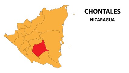 Chontales Map is highlighted on the Nicaragua map with detailed state and region outlines.