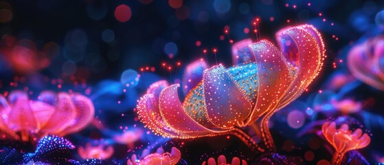 Fototapeta premium Colorful Hologram of Fungal Spore in Nature