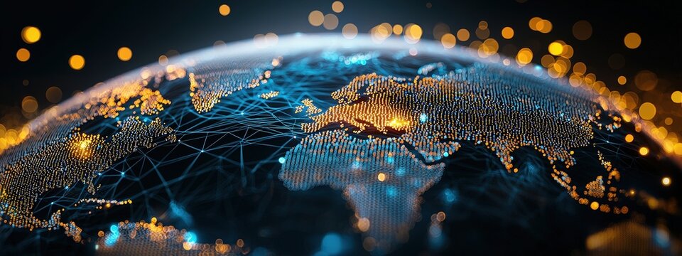 Flowing lines representing the movement of capital in global markets