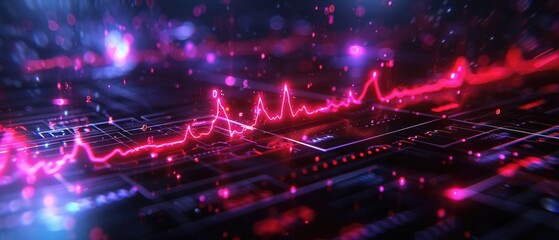 Fototapeta premium Glowing Hologram of Pulse Oximeter Visualization