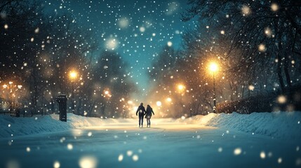 Fototapeta premium Skating Under the Stars, Ice skating