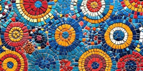 Colorful mosaic tile wall art.