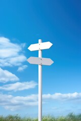 Blank white retro directions sign sky outdoors symbol.