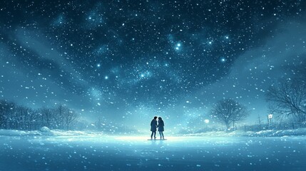 Obraz premium Skating Under the Stars, Ice skating