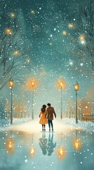 Obraz premium Skating Under the Stars, Ice skating